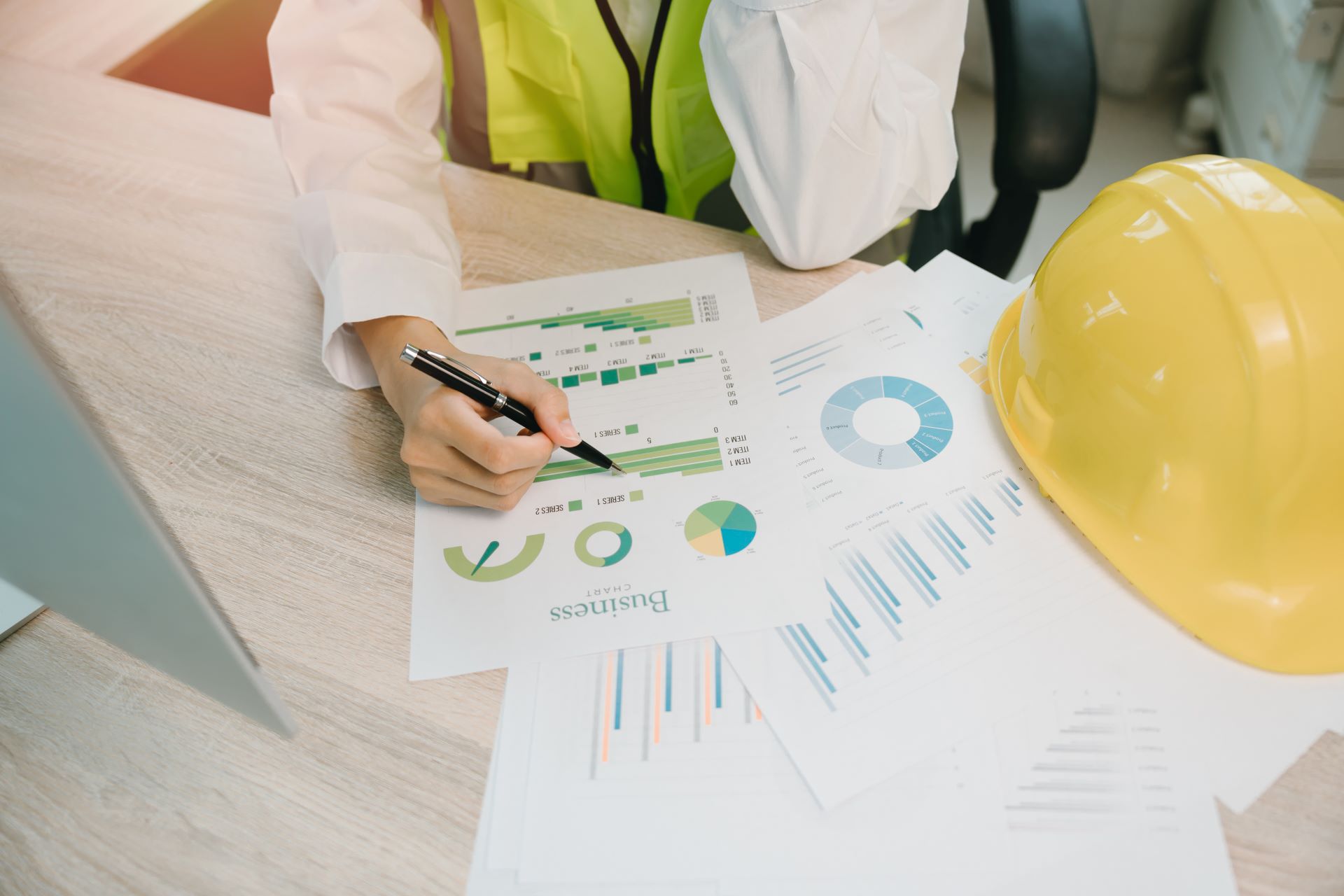 Technischer Übersetzer prüft industrielle Diagramme